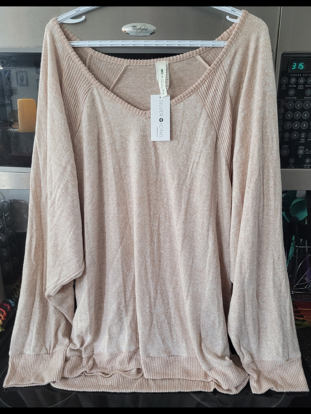 Vanilla Bay Light Cream V-Neck Dolman Sweater